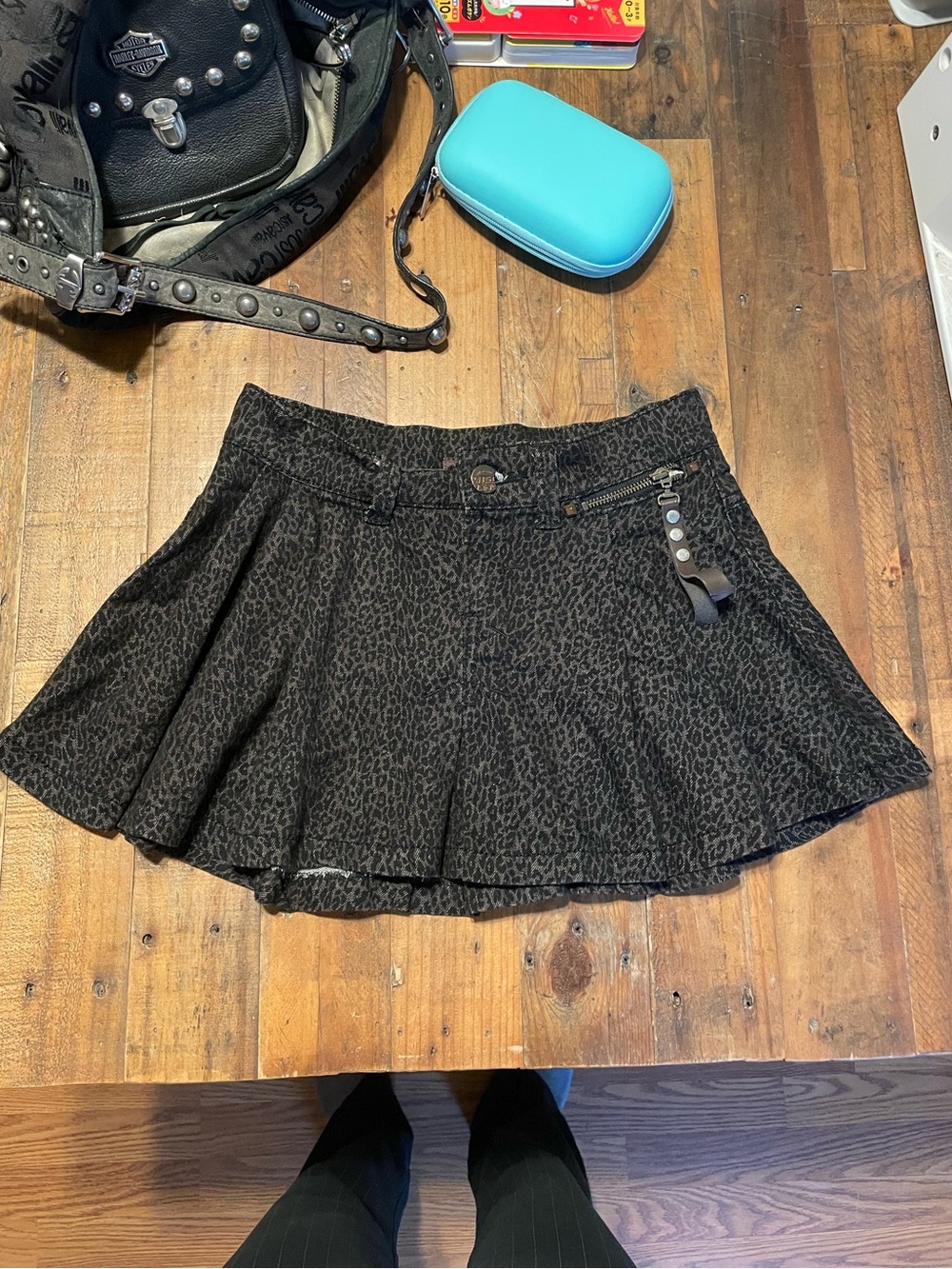 Miss Me Black Leopard Print Skirt